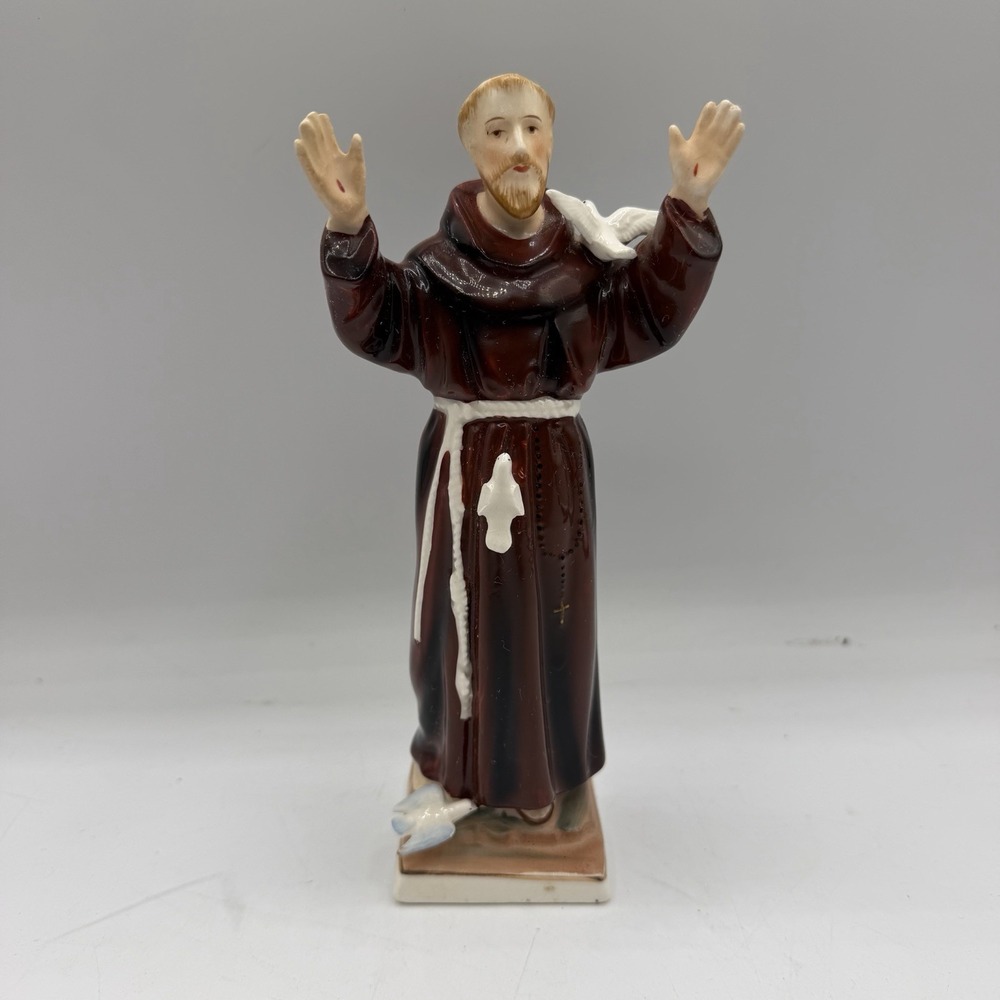 Vintage St Francis of Assisi Patron Saint of Animals Figurine ART Japan 7.5"
